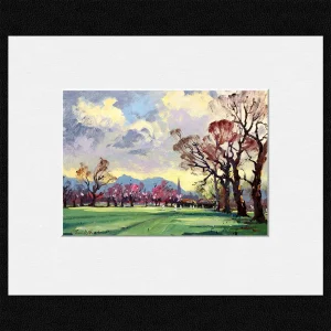 Sunday Cricket Practice, Edinburgh, Small Mounted Print by Joseph Maxwell-Stuart
