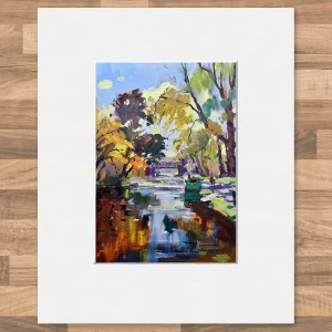 Autumn Reflections, Union Canal, Small Mounted Print by Joseph Maxwell-Stuart