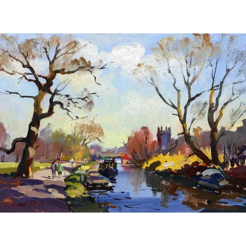 Early Spring, Union Canal, Polwarth, Small Mounted Print by Joseph Maxwell-Stuart - Image 2