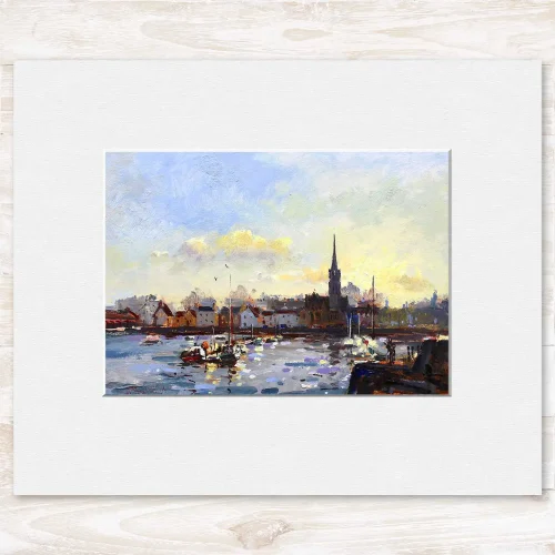 Newhaven Twilight, Small Mounted Print by Joseph Maxwell-Stuart