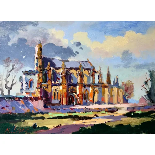 Rosslyn Chapel, Small Mounted Print by Joseph Maxwell-Stuart - Image 2