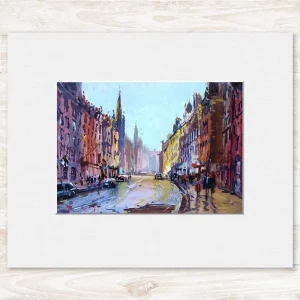At the Top of the Royal Mile, Small Mounted Print by Joseph Maxwell-Stuart