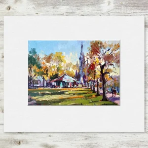 Autumn Sunshine‚ Princes Street Gardens, Small Mounted Print by Joseph Maxwell-Stuart