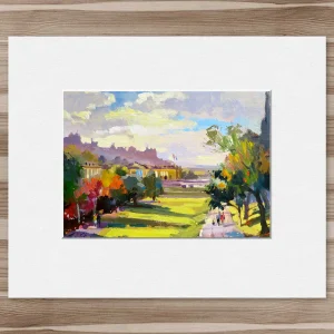 Autumn Sunshine, Edinburgh, Small Mounted Print by Joseph Maxwell-Stuart