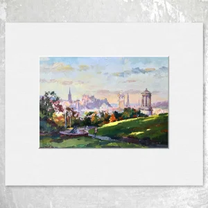 Calton Hill View, Small Mounted Print by Joseph Maxwell-Stuart