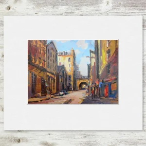 The Canongate, Edinburgh, Small Mounted Print by Joseph Maxwell-Stuart