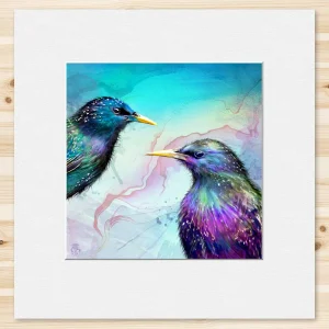 Starlings, Small Mounted Print by Lee Scammacca