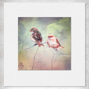 Sparrows, Small Mounted Print by Lee Scammacca