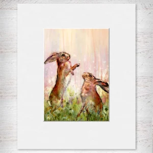 Hare, Small Mounted Print by Lee Scammacca