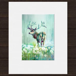 Stag, Small Mounted Print by Lee Scammacca