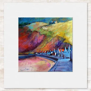 Cliffs at Pennan, Small Mounted Print by Margaret Evans