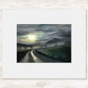 Moonlight in the Glen, Small Mounted Print by Margaret Evans