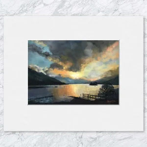 Old Jetties, Loch Earn, Small Mounted Print by Margaret Evans