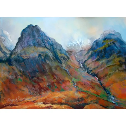 November Snow, Glencoe, Small Mounted Print by Margaret Evans - Image 2