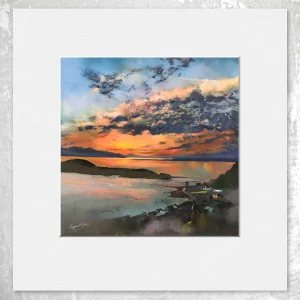 Dusk over Oban, Small Mounted Print by Margaret Evans