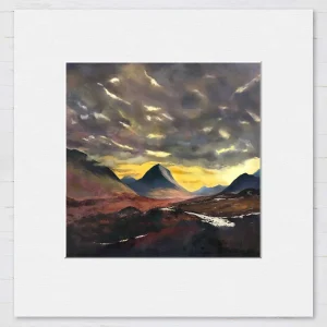 Evenfall by the Cullins, Small Mounted Print by Margaret Evans