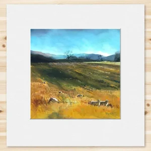 Winter Grazing, Small Mounted Print by Margaret Evans