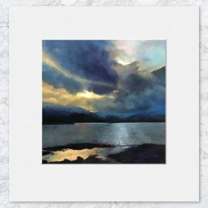 Winters Drama, Loch Tulla, Small Mounted Print by Margaret Evans