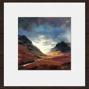 Distant Glow, Glencoe, Small Mounted Print by Margaret Evans
