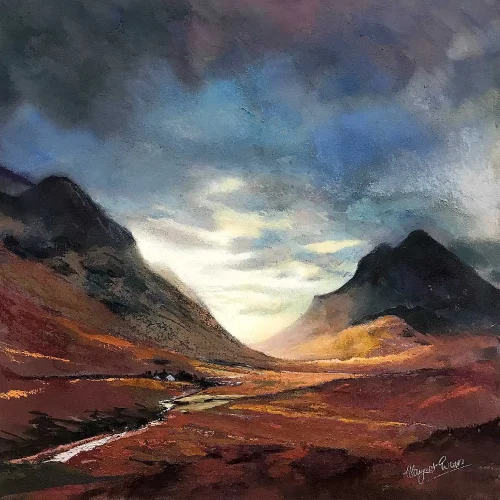 Distant Glow, Glencoe, Small Mounted Print by Margaret Evans - Image 2