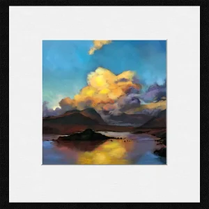 Gold Light, Loch Tulla, Small Mounted Print by Margaret Evans