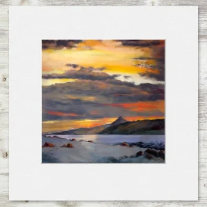 Nightfall, Schiehallion, Small Mounted Print by Margaret Evans