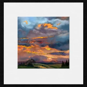 Sunset from the Ochils, Small Mounted Print by Margaret Evans