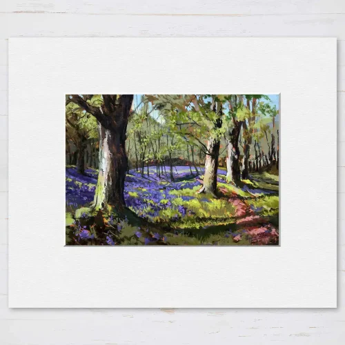 Bluebells Under Lockdown, Small Mounted Print by Margaret Evans