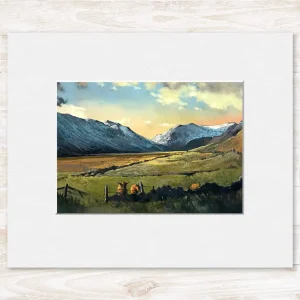 Last Light in Clova, Small Mounted Print by Margaret Evans