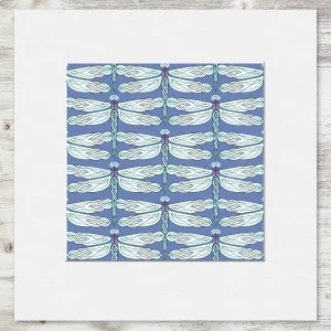 Celtic Dragonflies, Small Mounted Print by Marjory Tait