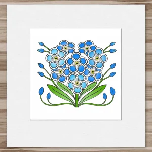 Forget-me-Notes, Small Mounted Print by Marjory Tait
