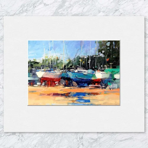 Boatyard, Tighnabruaich, Small Mounted Print by Peter Foyle