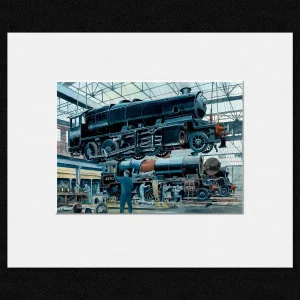 Bo’ness Locomotive Works, Small Mounted Print by Rod Harrison