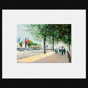 Flags in the Mall, Small Mounted Print by Robert Kelsey