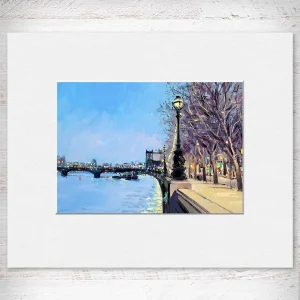 Thames Twilight, Small Mounted Print by Robert Kelsey