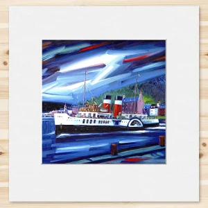 The Last Sea Going Paddle Steamer, Small Mounted Print by Raymond Murray