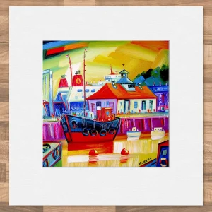Rothesay Harbour, Small Mounted Print by Raymond Murray