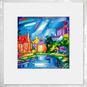 Dean Village, Edinburgh, Small Mounted Print by Raymond Murray