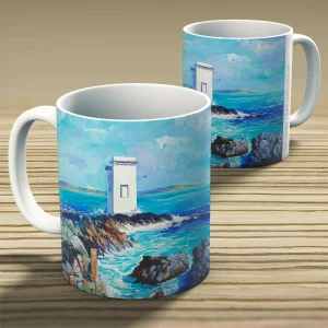 Lighthouse at Carraig Fhada, Mug by Ann Vastano