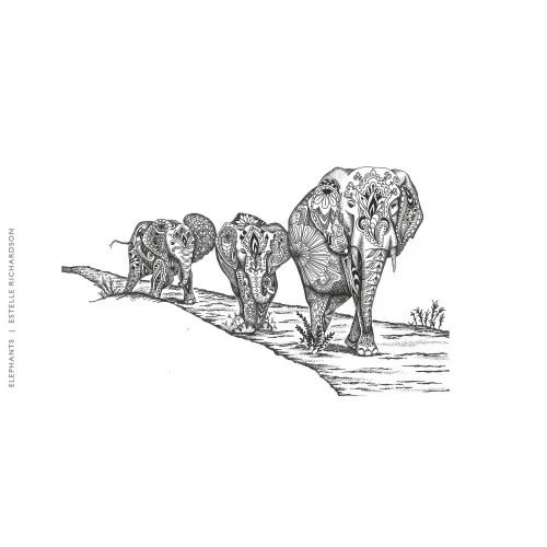 Elephants, Mug by Estelle Richardson - Image 2