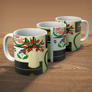Red Tulips Red Chair, Mug by Fiona Millar