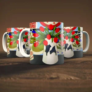 Tulips in a Beltie Vase, Mug by Fiona Millar