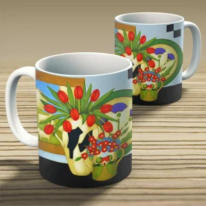 Red Tulips, Mug by Fiona Millar