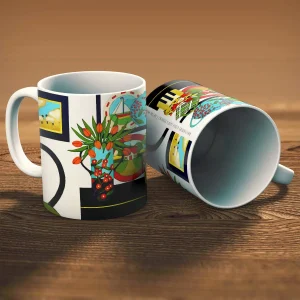 Orange Tulips and a Green Chair, Mug by Fiona Millar