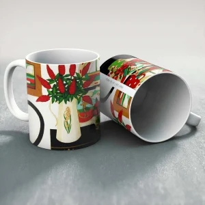 Red Lupins, Mug by Fiona Millar