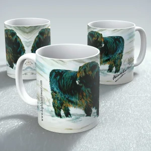 Black Highland Yearling Heifer, Mug by Hilary Barker