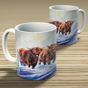 Fun in the snow, Mug by Hilary Barker