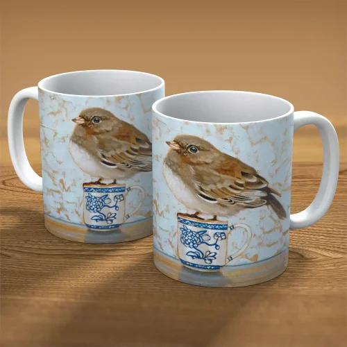 Junco on Teacup, Mug by Ingrid Nilsson