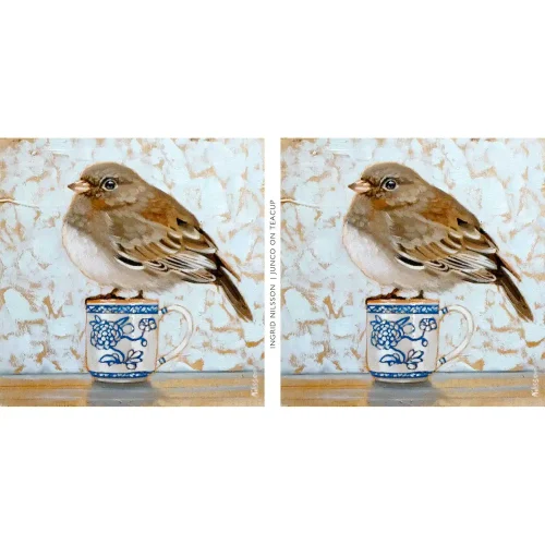 Junco on Teacup, Mug by Ingrid Nilsson - Image 2