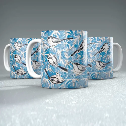Blue White Acrobats, Mug by Ingrid Nilsson